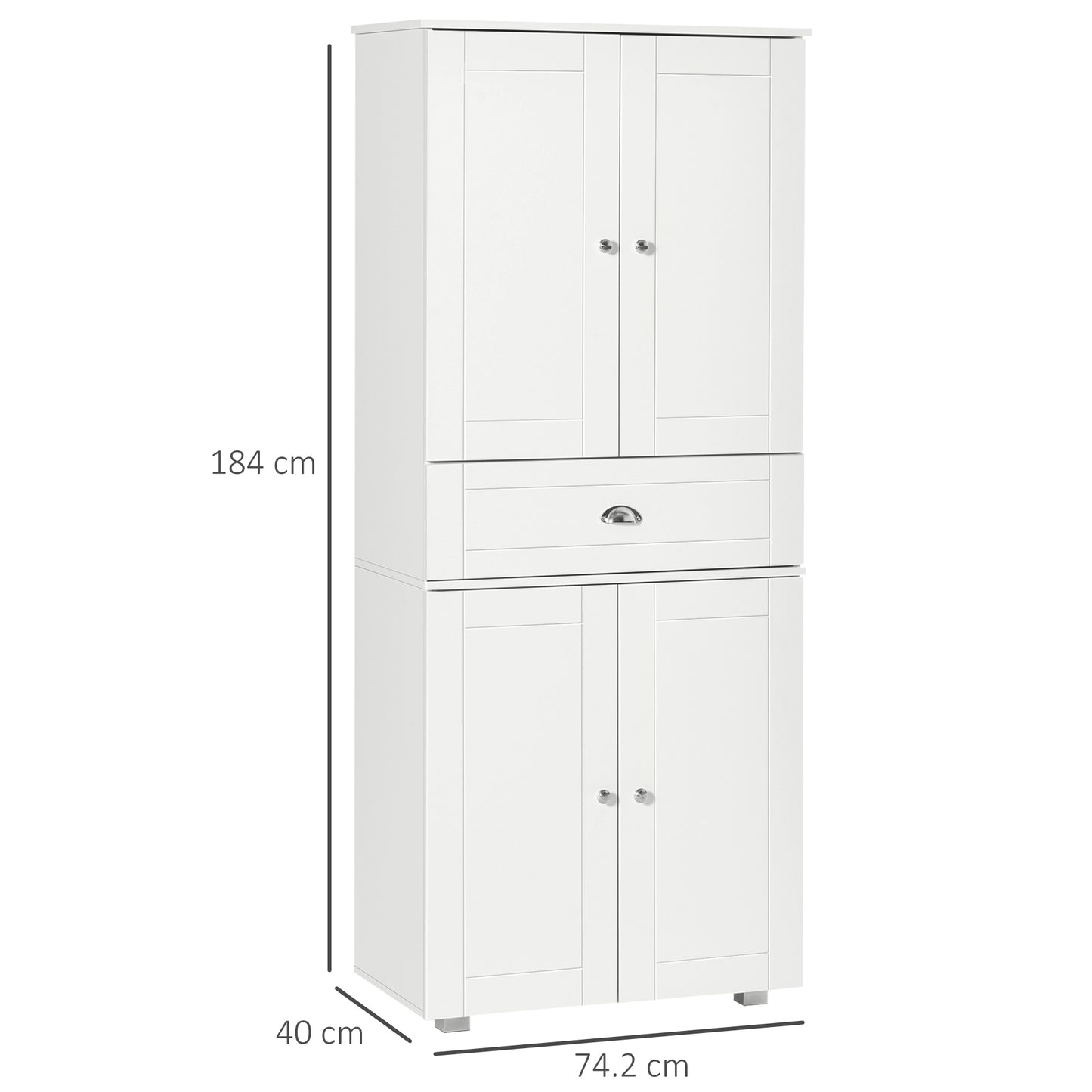 Tall Kitchen Storage Cabinet Cupboard w/ Drawer for Dining Room White