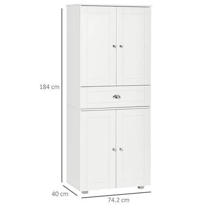 Tall Kitchen Storage Cabinet Cupboard w/ Drawer for Dining Room White