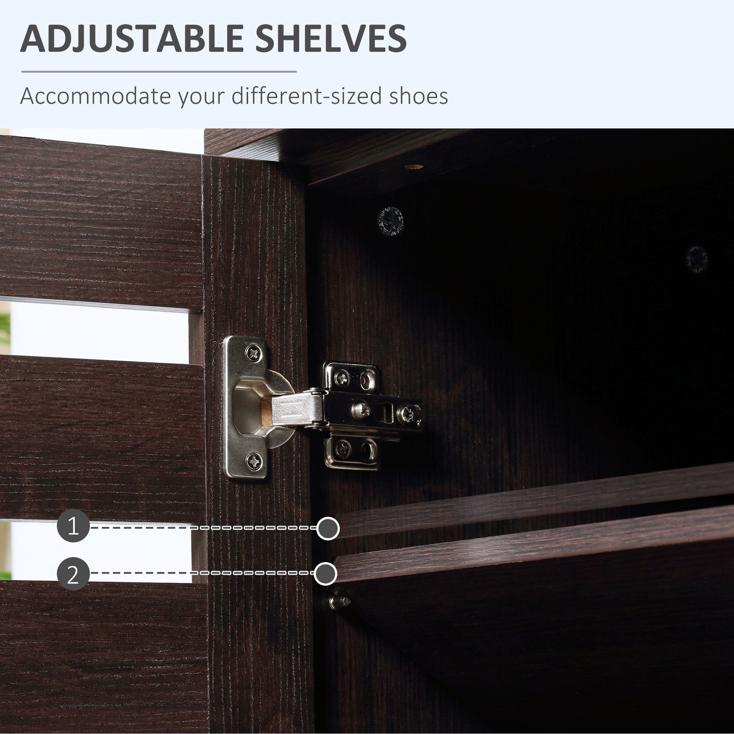 Shoe Storage Cabinet with Slatted Doors for 15 Pairs of Shoes Brown
