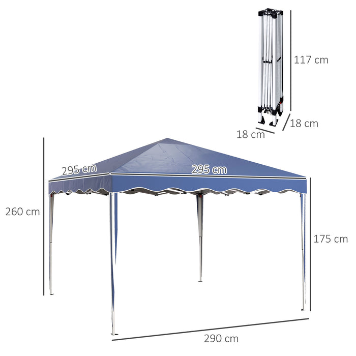 3 x 3m Pop Up Gazebo, Outdoor Camping Gazebo Party Tent with Carry Bag