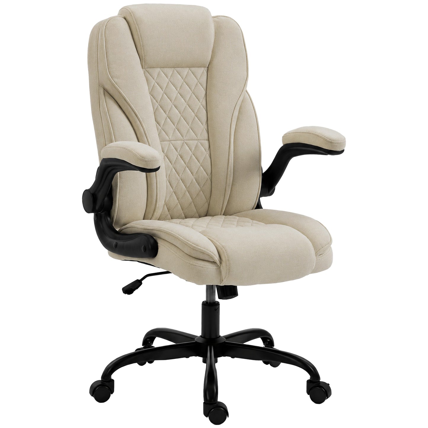 Office Chair, Computer Desk Chair with Flip-up Armrest, Beige