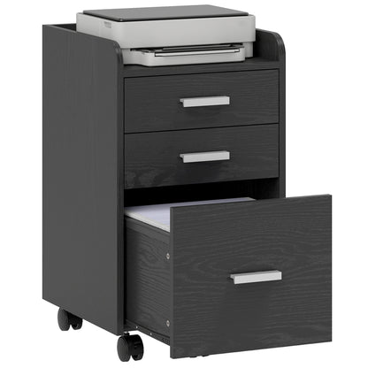 Mobile Filing Cabinet, File Cabinet with 3 Drawers, Black