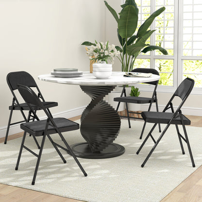 4 Pack Padded Folding Chairs with Cushioned Seat and Metal Frame Black