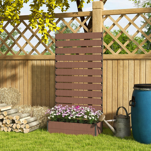 Raised Bed for Garden, Planter with Trellis for Climbing Plants, Vines, Planter Box with Drainage Gap, Brown