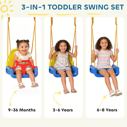 3 in 1 Toddler Swing Set, Folding Child Swing Set for Kids, Blue