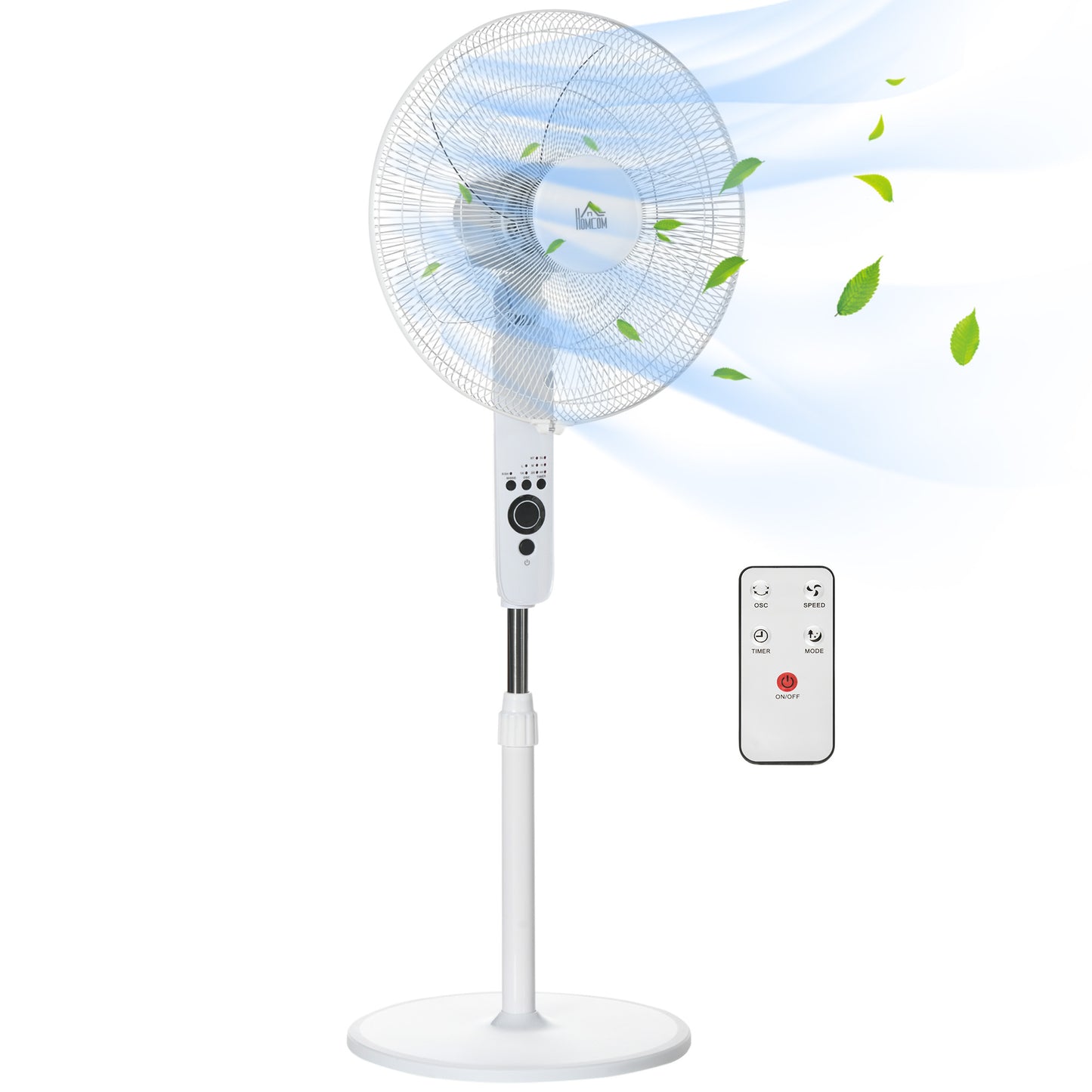 18" Pedestal Fan with Sleep Mode, Oscillating Standing Fan, White