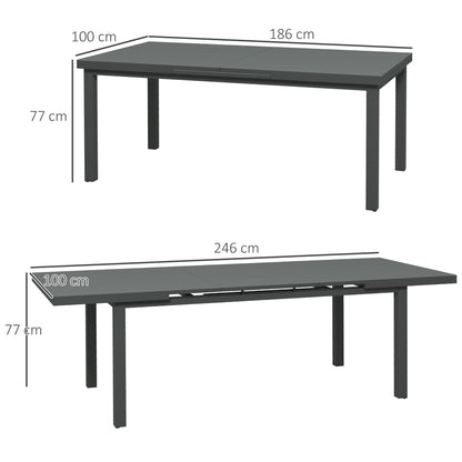 Extending Garden Table Outdoor for 6-8 People, Aluminium Frame