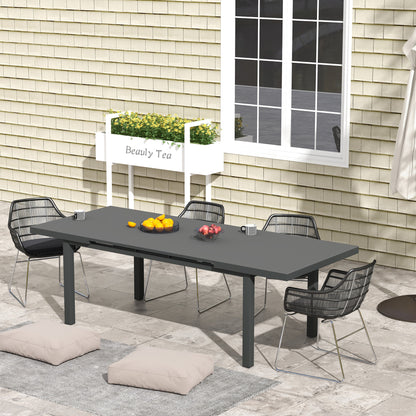 Extending Garden Table Outdoor for 6-8 People, Aluminium Frame