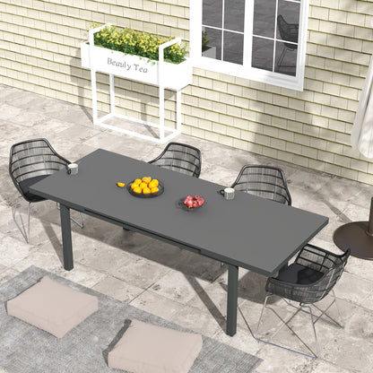 Extending Garden Table Outdoor for 6-8 People, Aluminium Frame