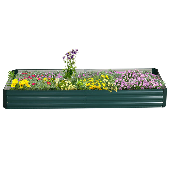 Metal Raised Garden Bed Planter Box Outdoor Planters for Growing Flowers, Herbs, Green, 241x90.5x30cm