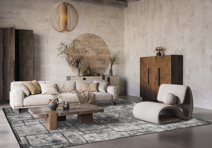 Belgravia Contemporary Rug With Velvet Feel Stylish Metallic Accents Cobble - 3 Colours Available