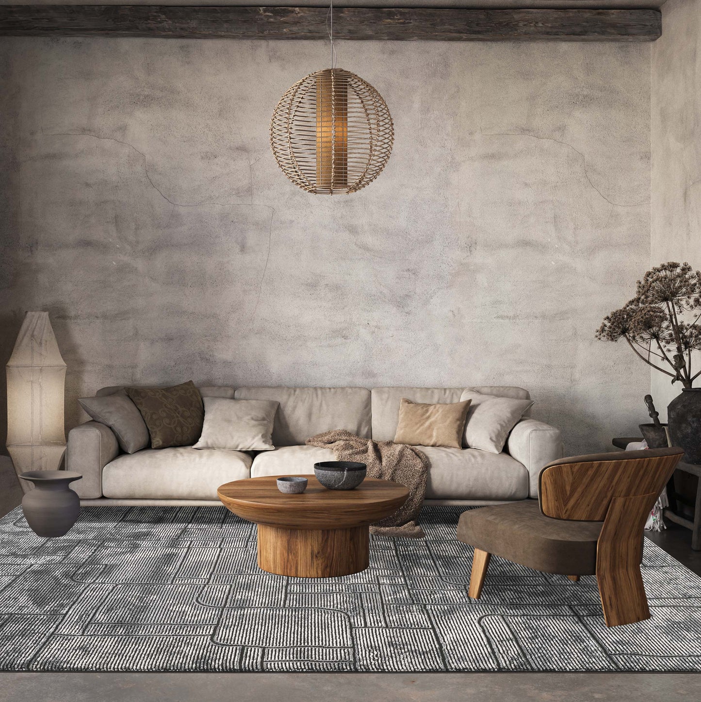 Belgravia Contemporary Rug With Velvet Feel Stylish Metallic Accents Cobble - 3 Colours Available
