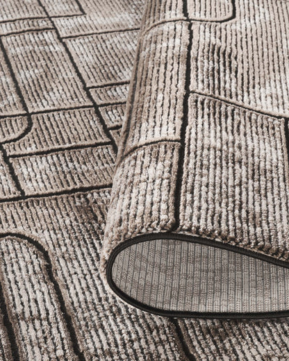 Belgravia Contemporary Rug With Velvet Feel Stylish Metallic Accents Cobble - 3 Colours Available