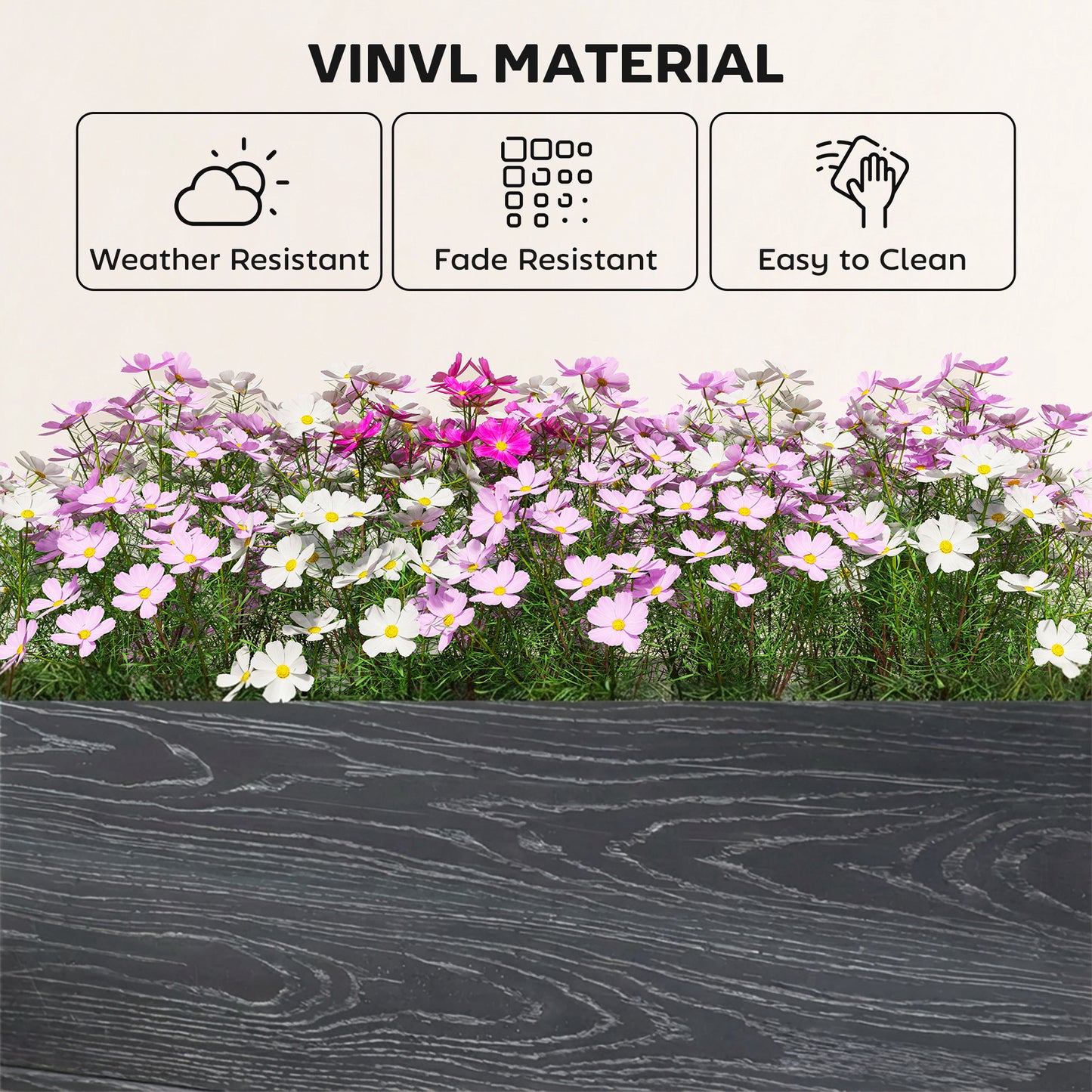 Vinyl Raised Garden Bed Kit, 3 x 3 x 1ft Modular Garden Box