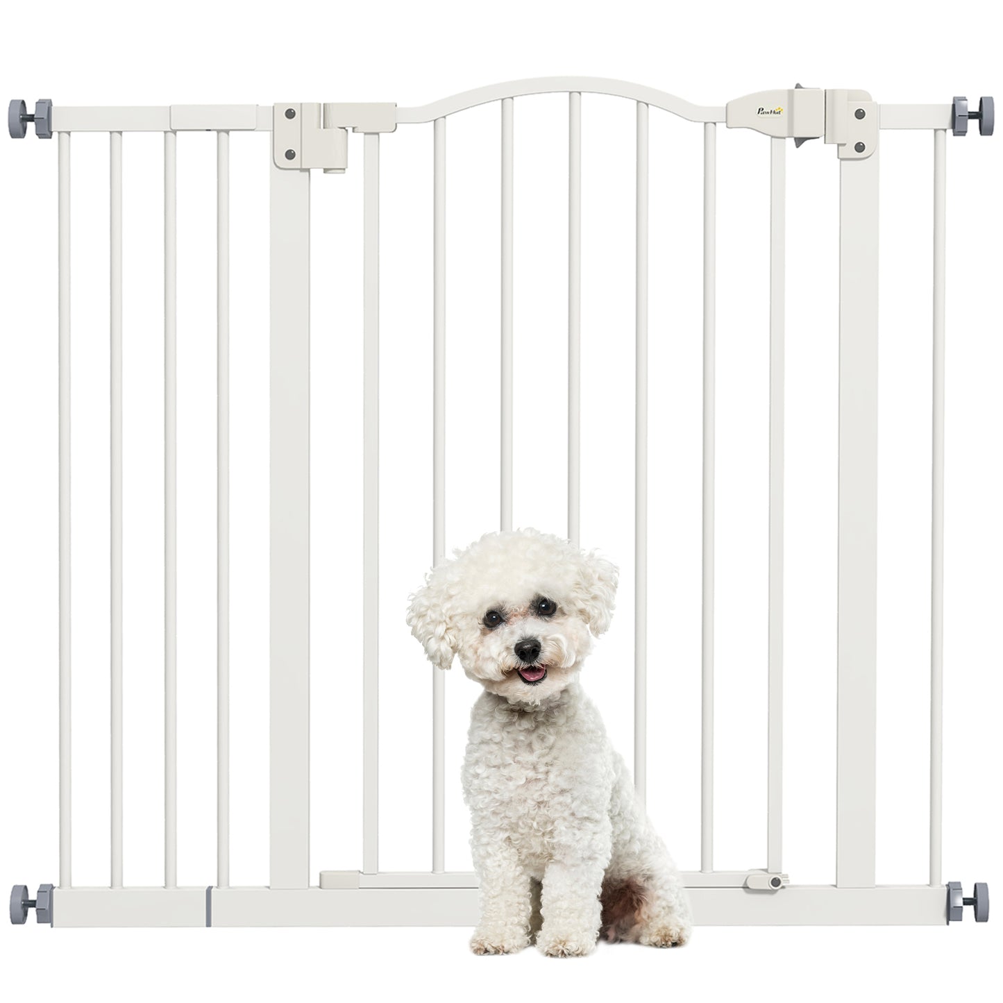 74-94cm Adjustable Metal Pet Gate Safety Barrier w/ Auto-Close White