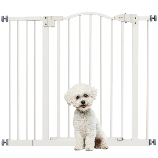 74-94cm Adjustable Metal Pet Gate Safety Barrier w/ Auto-Close White