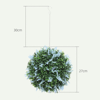 Set of 2 Artificial Plant Topiary Balls, Faux Plants, Blue