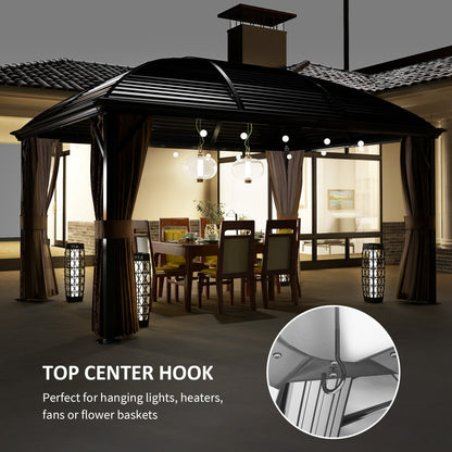 3 x 4m Hardtop Gazebo Aluminium Garden Pavilion Brown