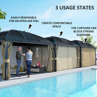 3 x 4m Hardtop Gazebo Aluminium Garden Pavilion Brown