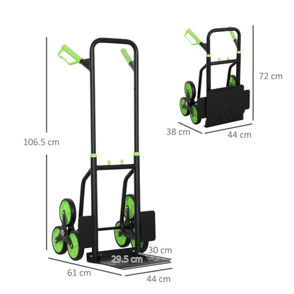 Trolley Hand Trucks 6-Wheels Foldable Load Cart Steel, Green