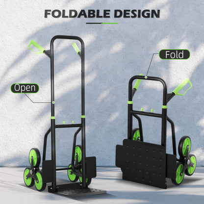 Trolley Hand Trucks 6-Wheels Foldable Load Cart Steel, Green
