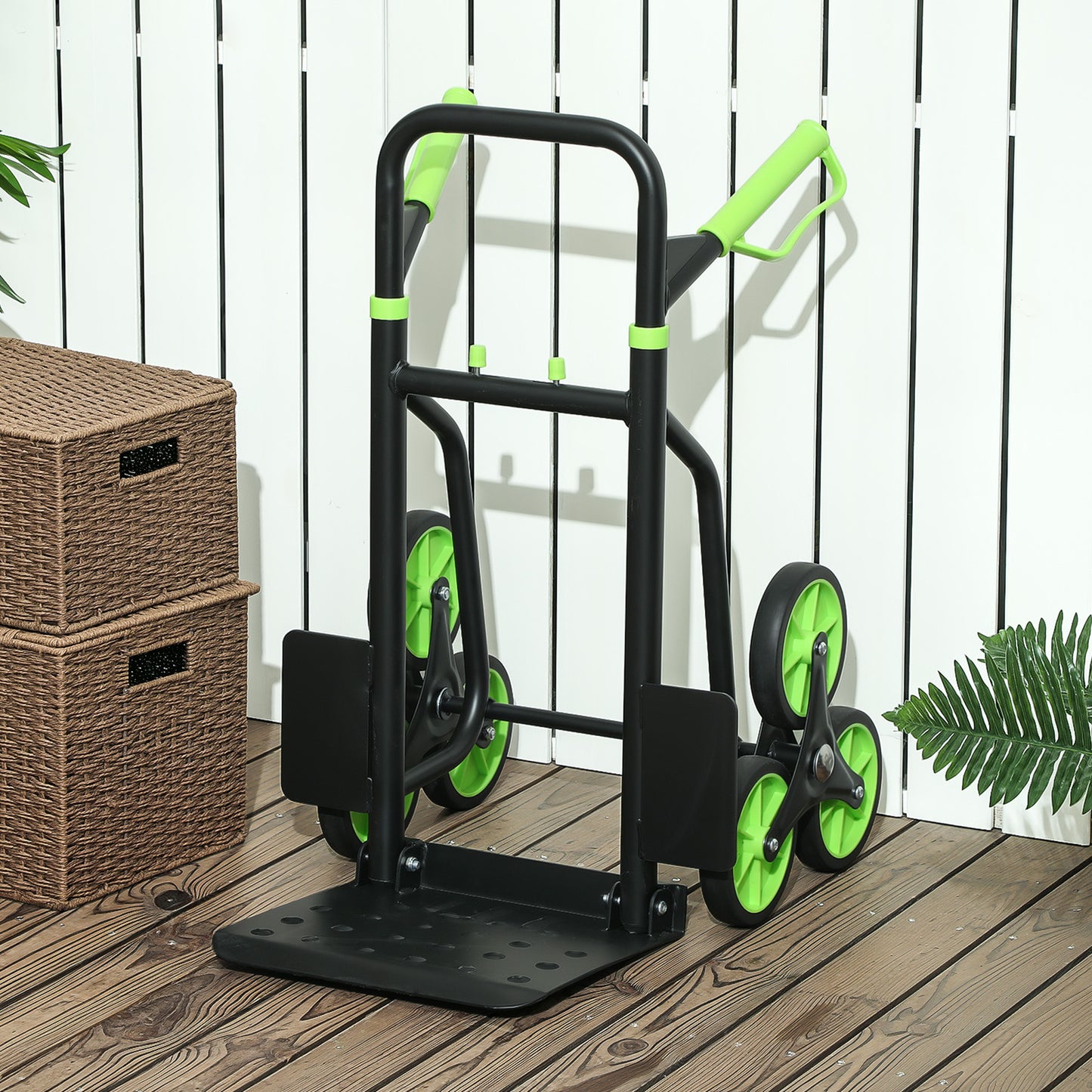 Trolley Hand Trucks 6-Wheels Foldable Load Cart Steel, Green