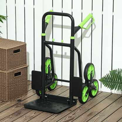 Trolley Hand Trucks 6-Wheels Foldable Load Cart Steel, Green