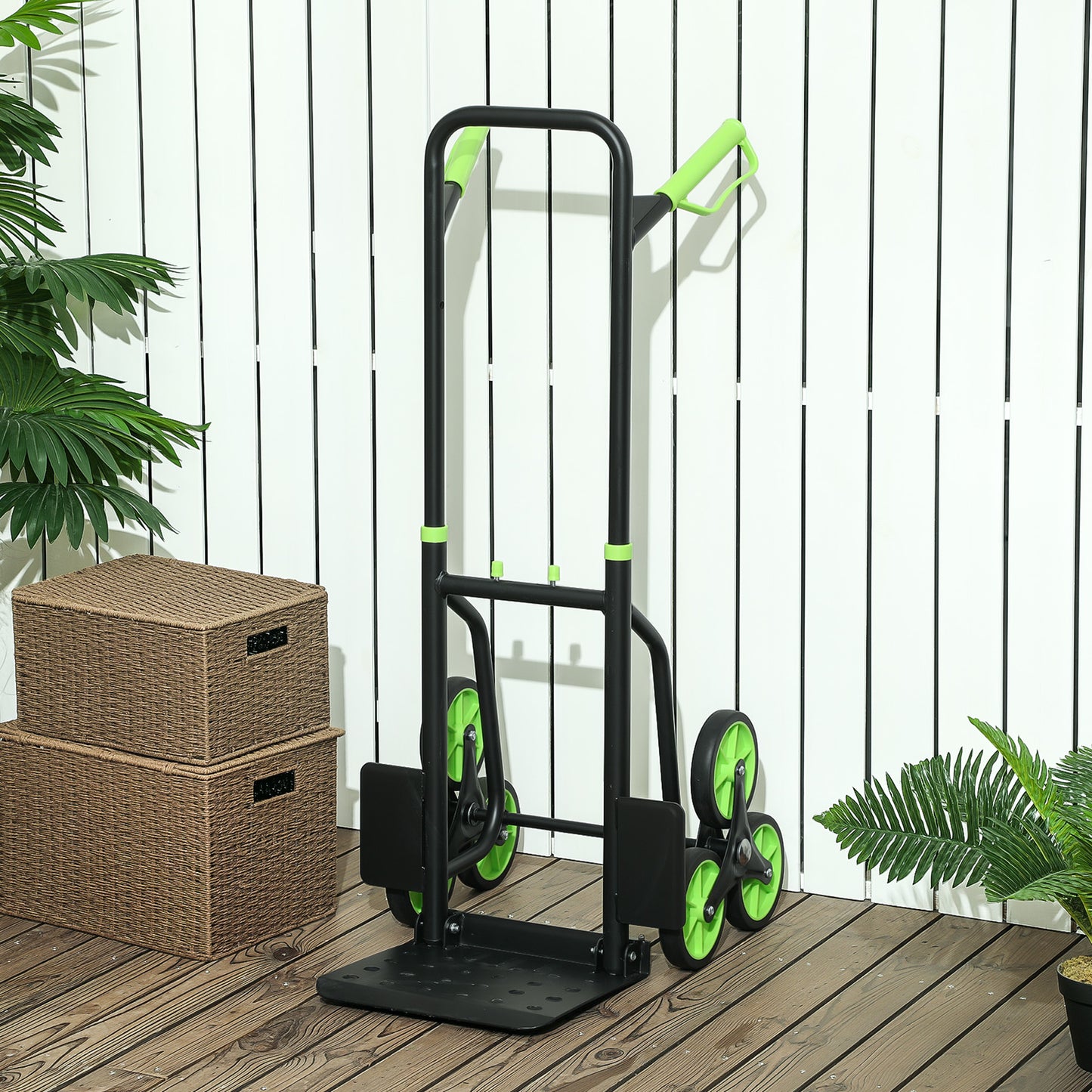 Trolley Hand Trucks 6-Wheels Foldable Load Cart Steel, Green
