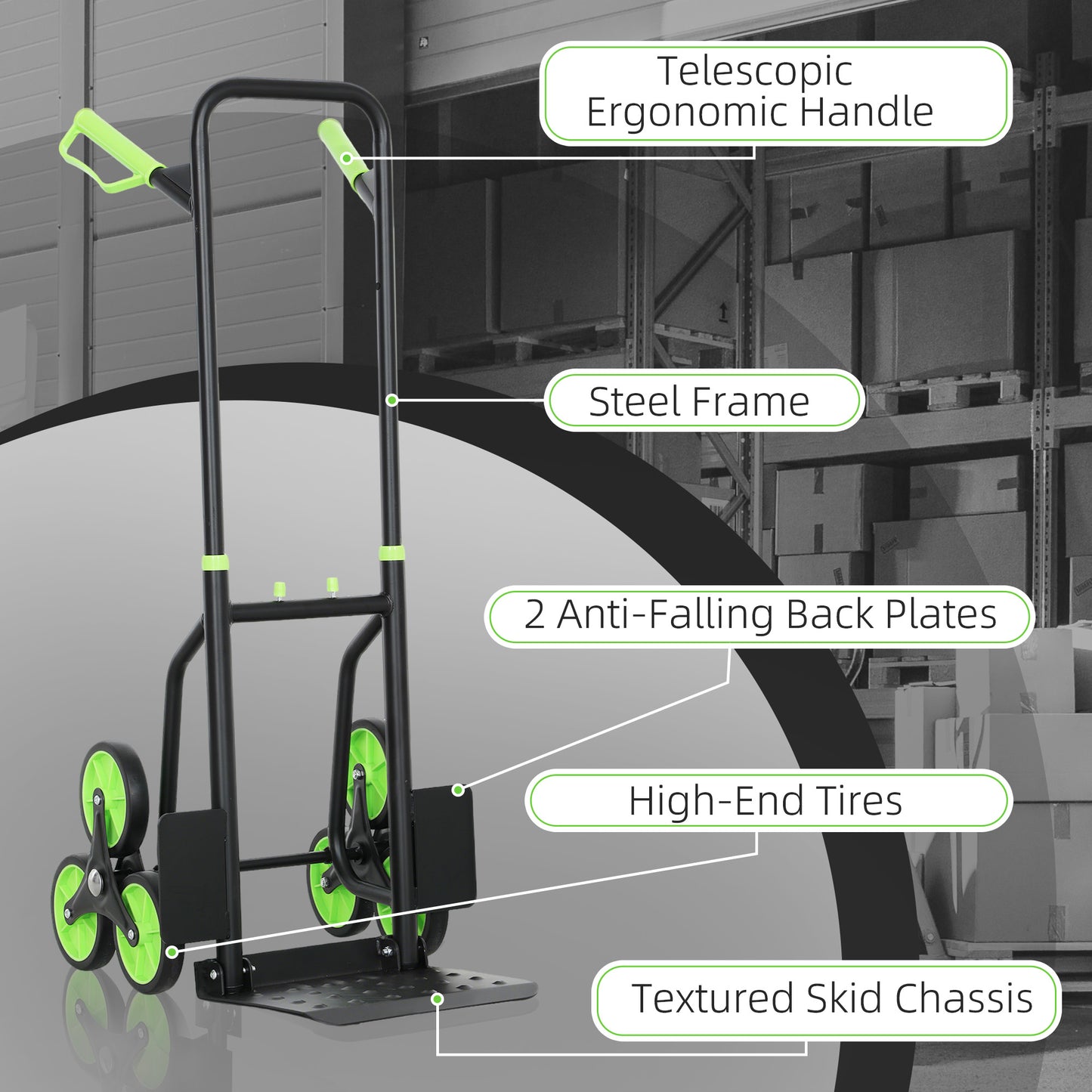 Trolley Hand Trucks 6-Wheels Foldable Load Cart Steel, Green