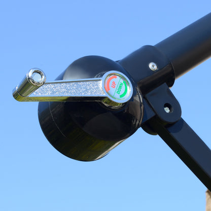 2.7m Cantilever Parasol Banana Sun Umbrella with Crank Handle and Cross Base for Outdoor Hanging Sun Shade Brown