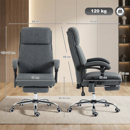 Vinsetto Vibration Massage Office Chair with Heat, Footrest, Grey