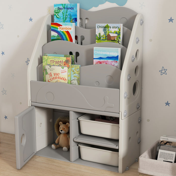 Kids Storage Units with 2 Storage Boxes, 67 x 29 x 98cm, Light Grey