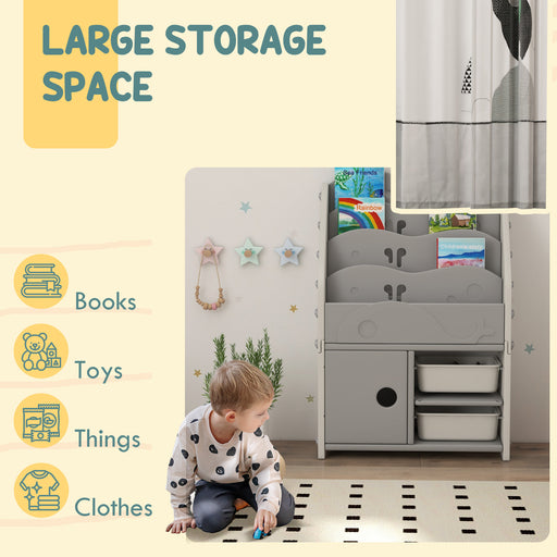 Kids Storage Units with 2 Storage Boxes, 67 x 29 x 98cm, Light Grey