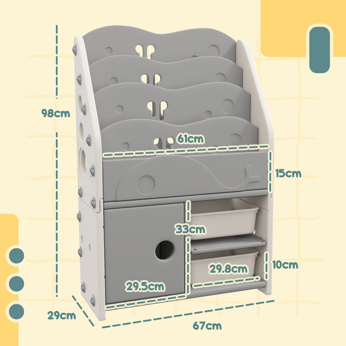 Kids Storage Units with 2 Storage Boxes, 67 x 29 x 98cm, Light Grey