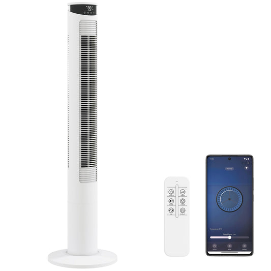 Tower Fan with WiFi Control 116 cm White