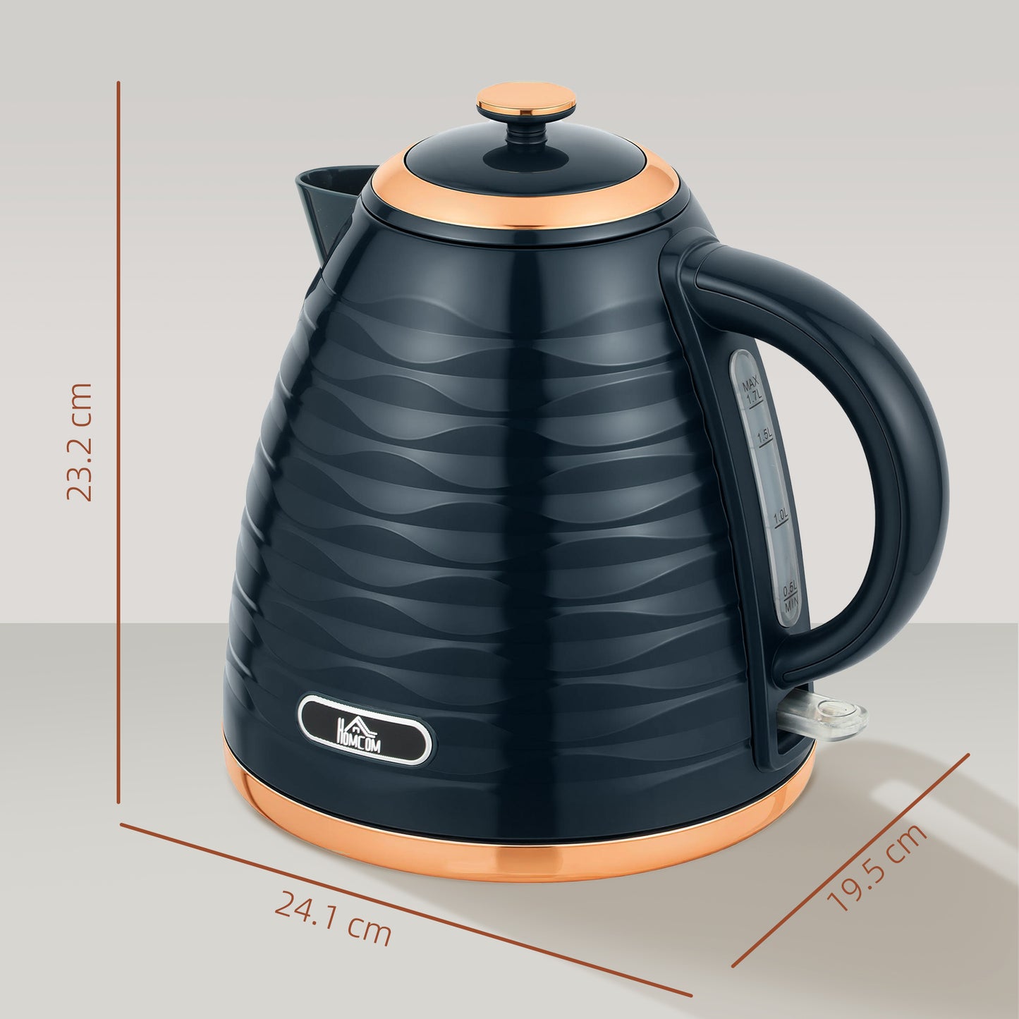Electric Kettle, Fast Boil, 1.7L, 3kW, Swivel, Dark Blue Ripple