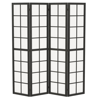 4 Panel Folding Room Divider, Freestanding Privacy Screen, Indoor Room Partition for Living Room, Bedroom and Office, 160 x 170cm, Black