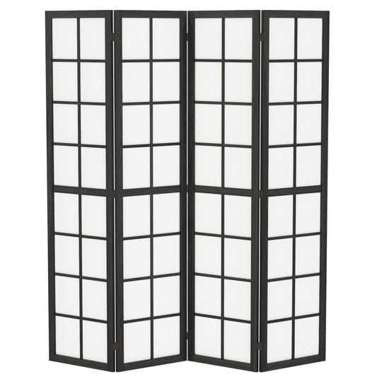 4 Panel Folding Room Divider, Freestanding Privacy Screen, Indoor Room Partition for Living Room, Bedroom and Office, 160 x 170cm, Black