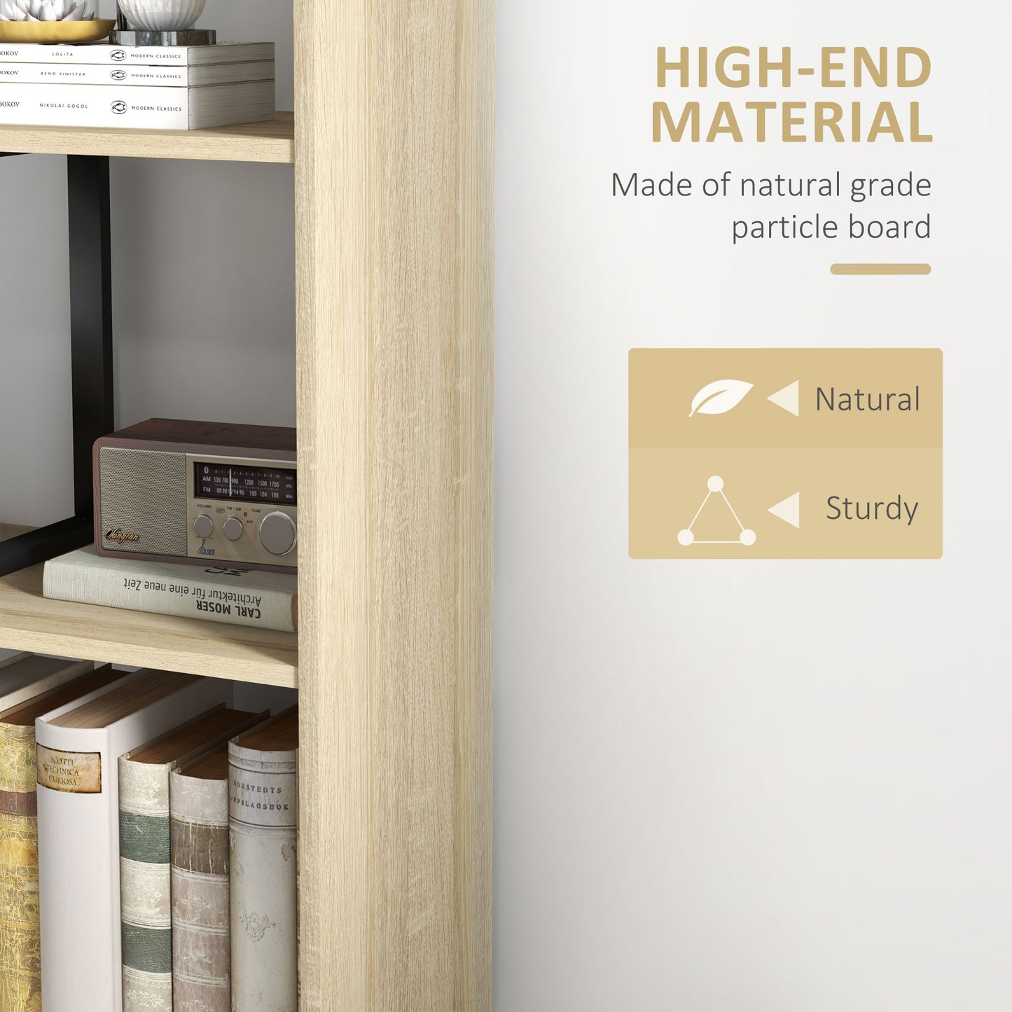 5-Tier Ladder Shelf Display Plant Stand Home Office Ladder Oak