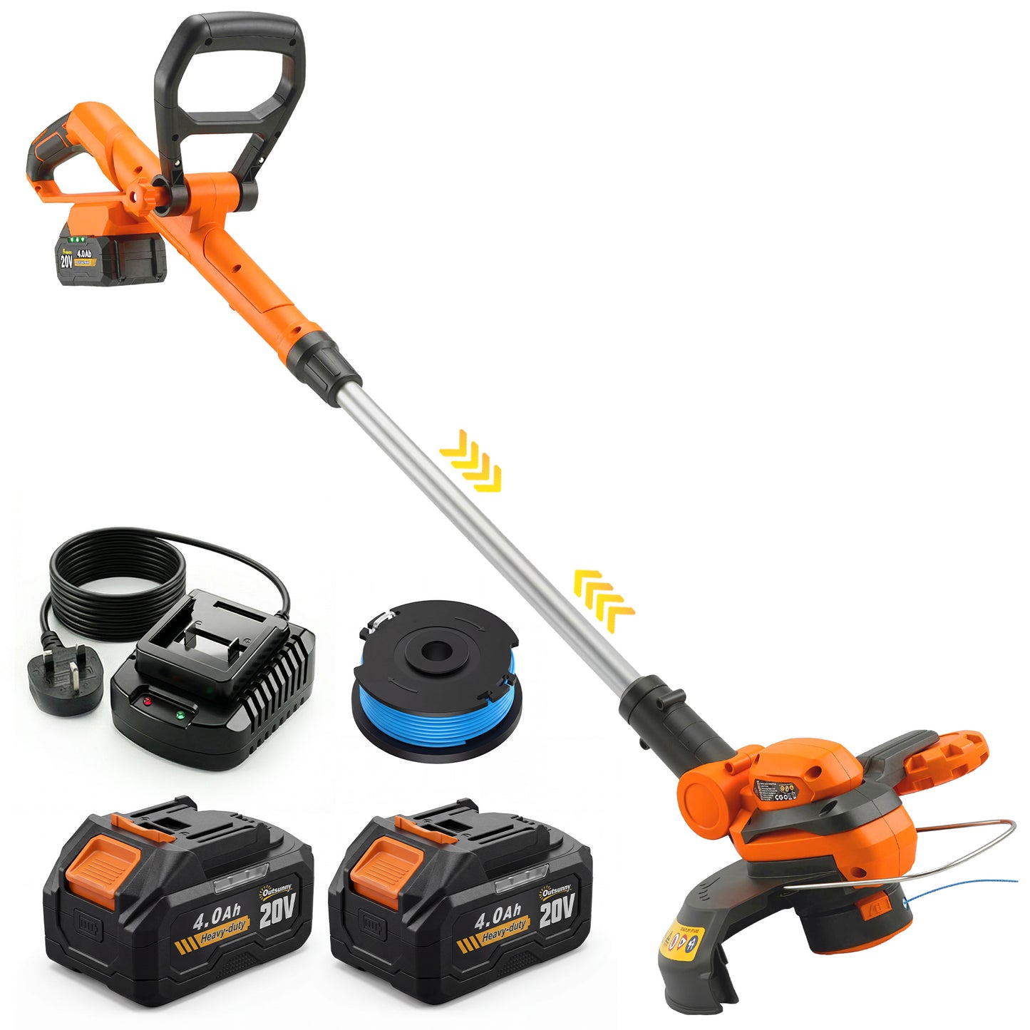 Cordless Strimmer with 2 x 4.0Ah Lithium Batteries & Charger