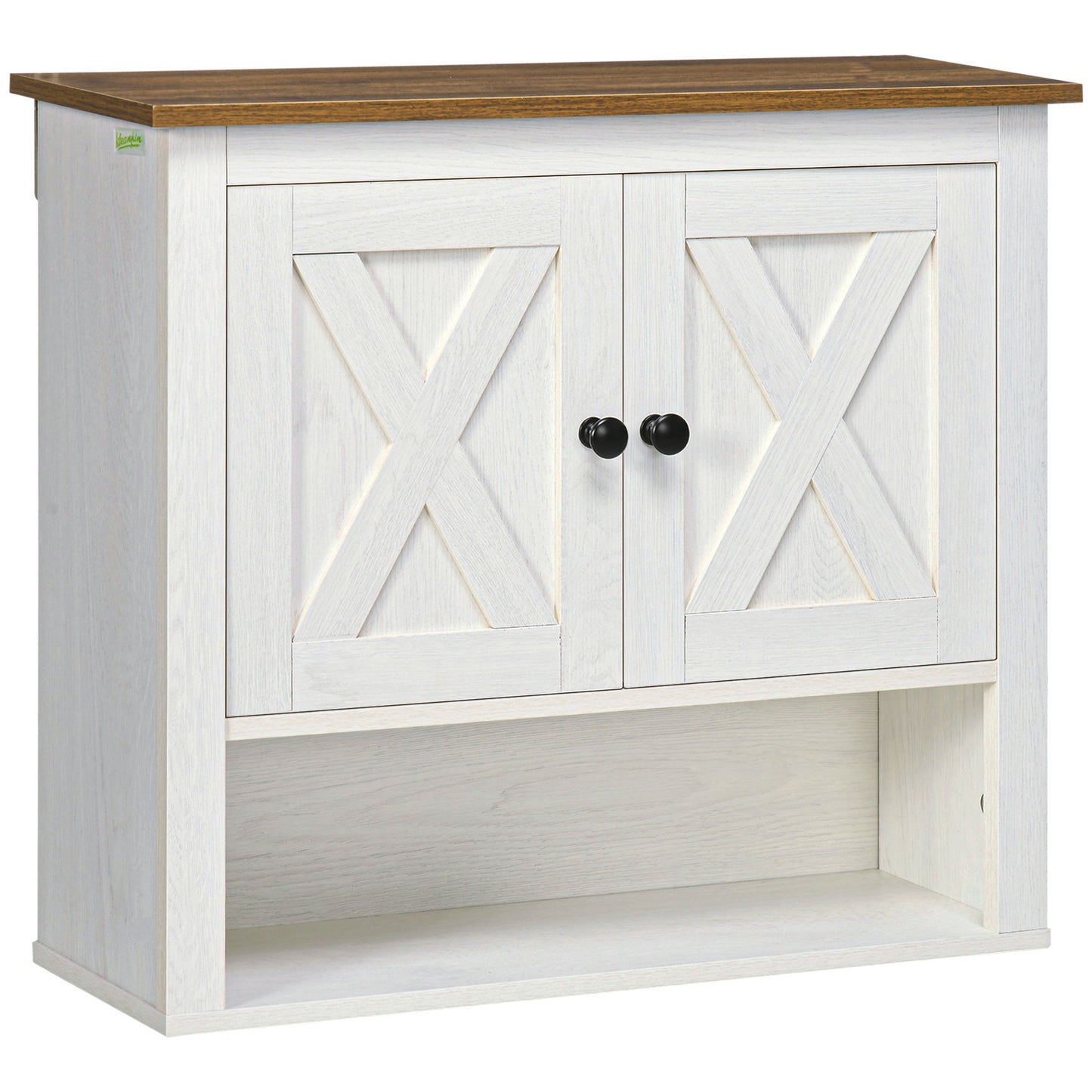 Farmhouse Bathroom Wall Cabinet with Shelves, Ash Wood-Effect