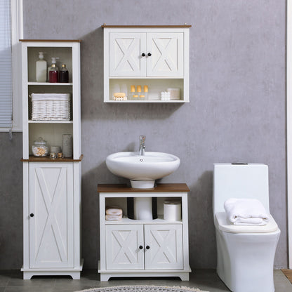 Farmhouse Bathroom Wall Cabinet with Shelves, Ash Wood-Effect