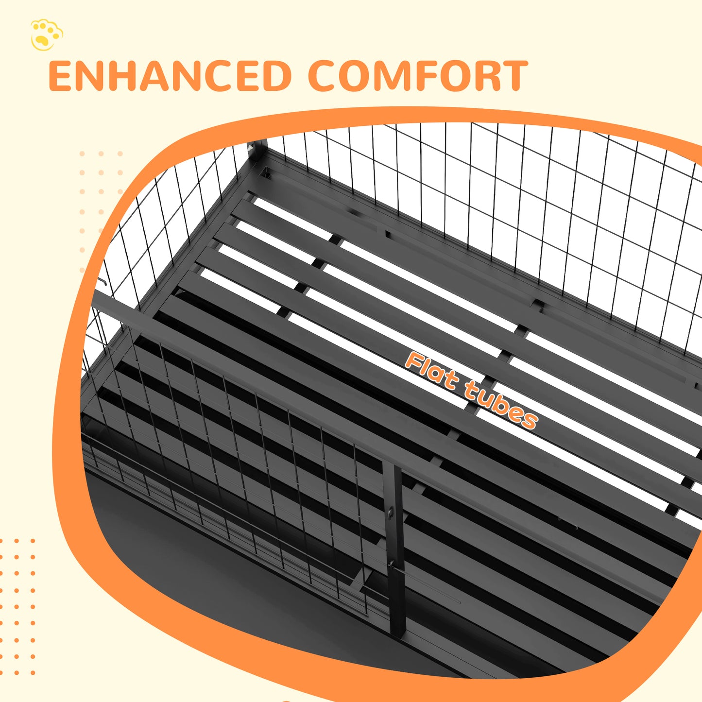 48" Heavy Duty Dog Crate on Wheels w/ Bowl Holder, Removable Tray