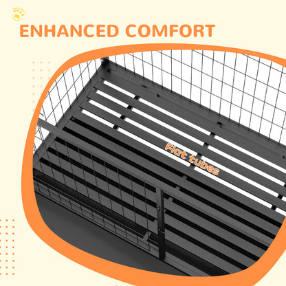 48" Heavy Duty Dog Crate on Wheels w/ Bowl Holder, Removable Tray