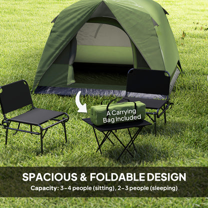 3-4 Person Camping Tent, Waterproof Tent, Olive Green and Grey