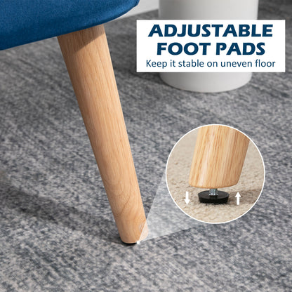 Double Sofa Foam Padding High Back, Dark Blue