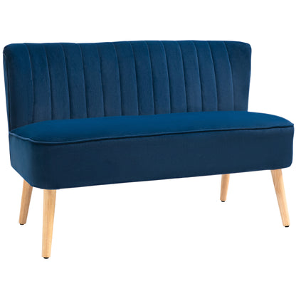 Double Sofa Foam Padding High Back, Dark Blue
