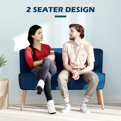 Double Sofa Foam Padding High Back, Dark Blue