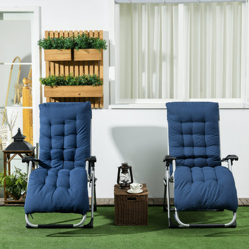 2 PCS Reclining Zero Gravity Chair Folding Lounger Cushion Blue