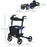 4 Wheel Rollator with Seat and Back, Folding Mobility Walker, Adjustable Height, Dual Brakes, Cane Holder, Lightweight Aluminium